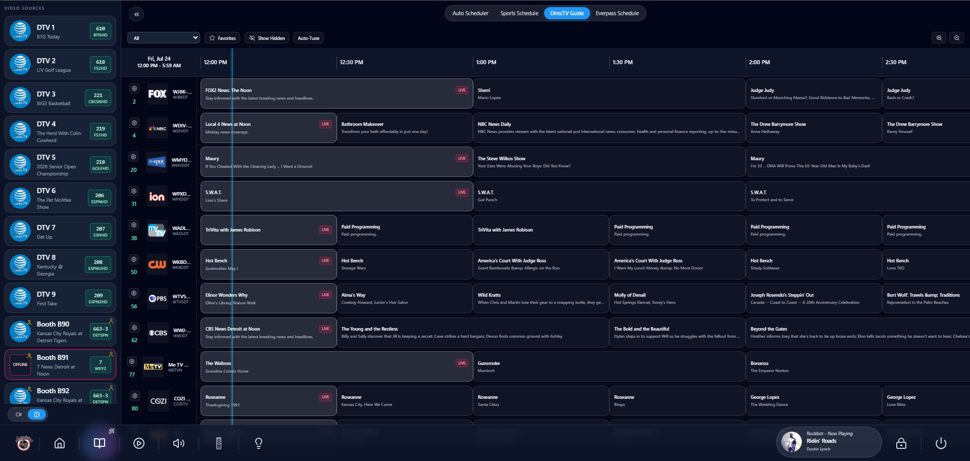 MatriQ DIRECTV guide and receiver control interface