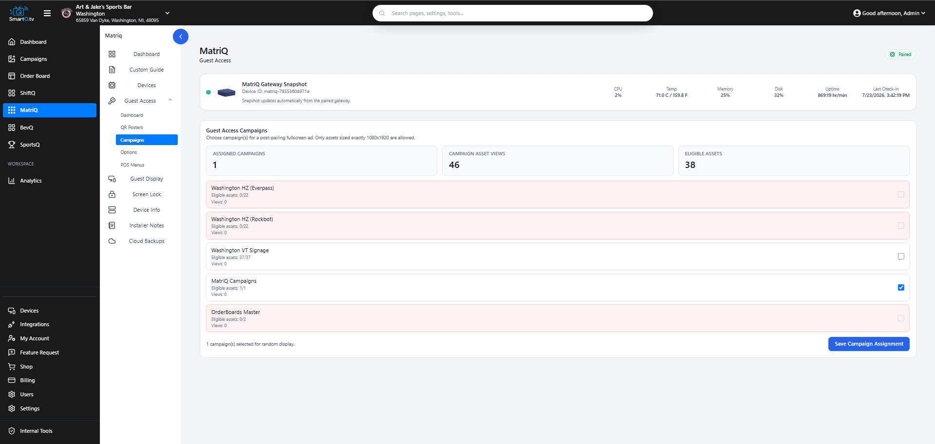MatriQ guest campaign management