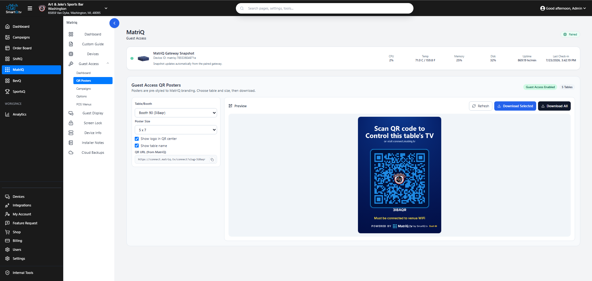 MatriQ guest QR poster management
